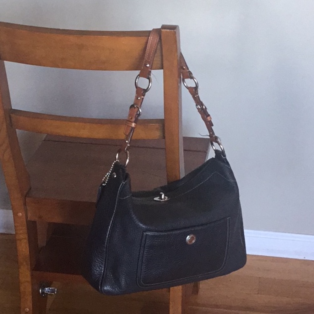 Coach Vintage Black Pebble Leather Shoulder Bag